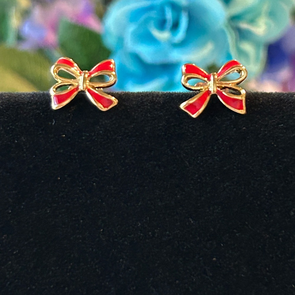 Avon Red Bow Earrings